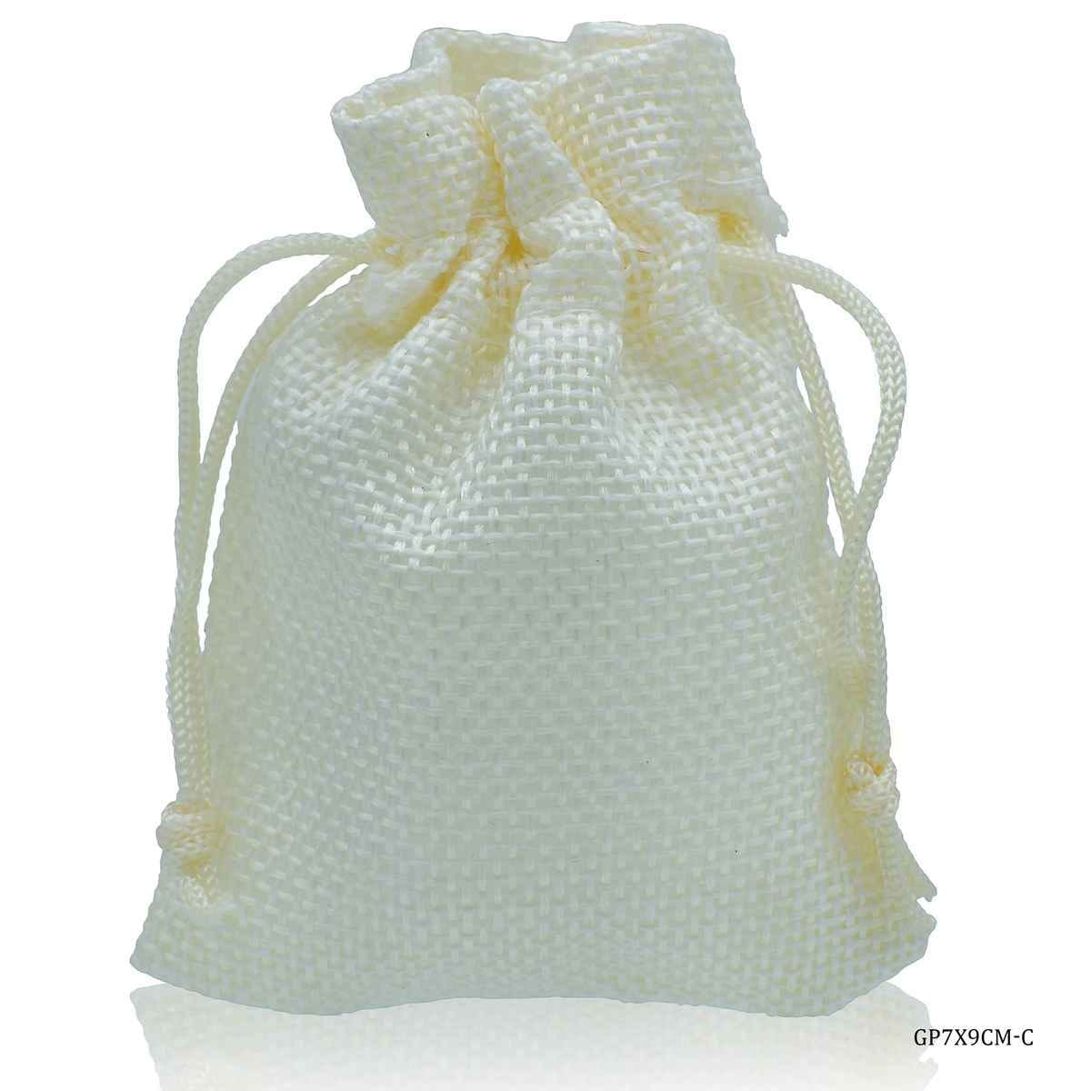 Gift Pouch Potli Cloth Cream Colour 7X9 cm Small 1 pc GP7X9CM-C