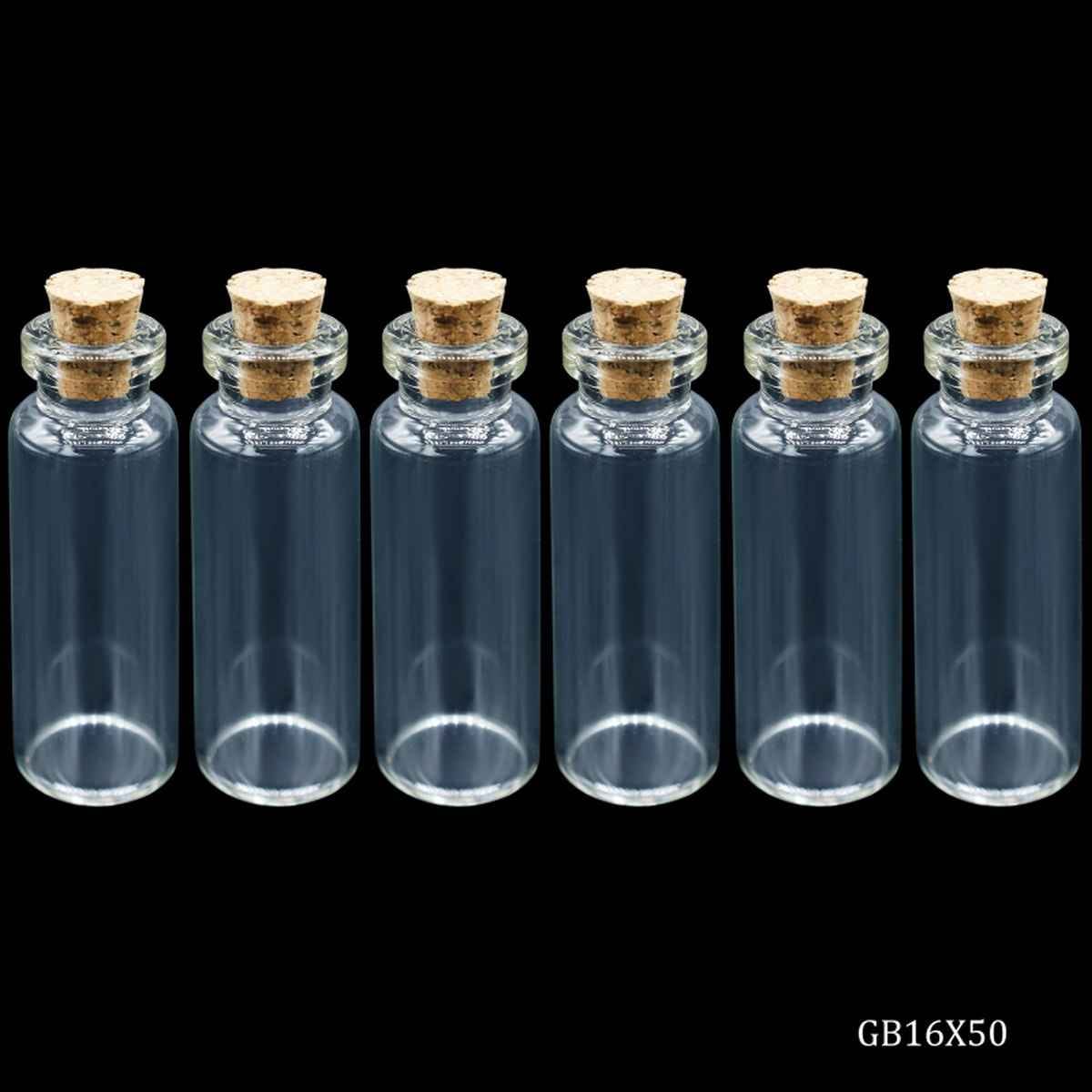 Mini Glass Message Bottles with Cork 16x50mm 6pcs Set GB16X50