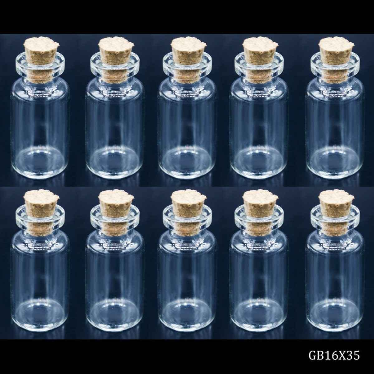 Mini Glass Message Bottles with Cork 16x35 10 pcs Set GB16X35