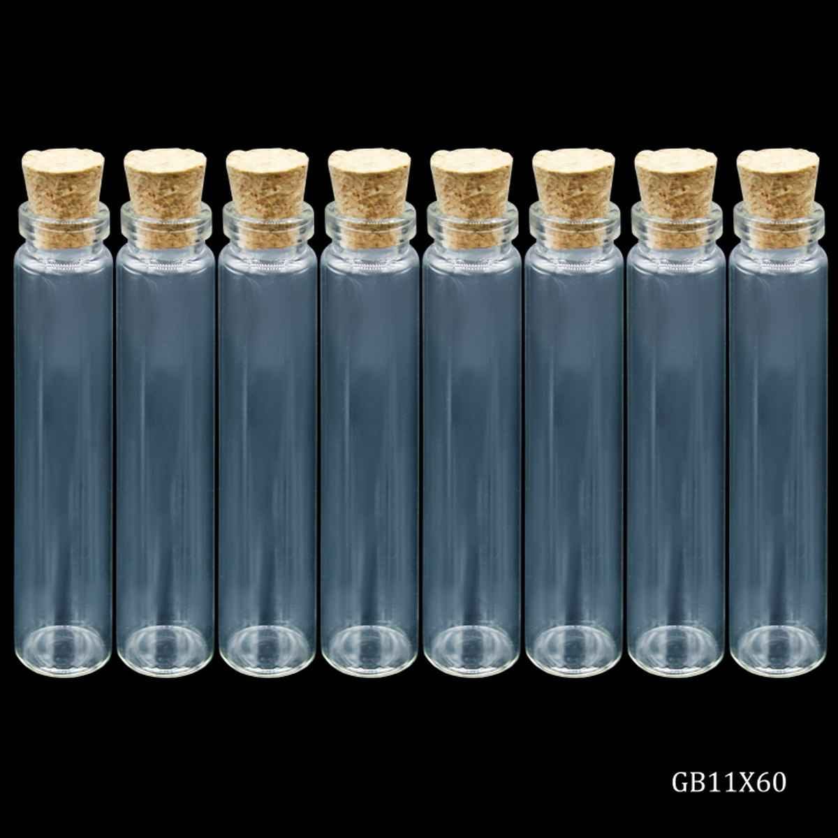 Mini Message Glass Bottles with Cork 11x60mm 8 pcs Set GB11X60