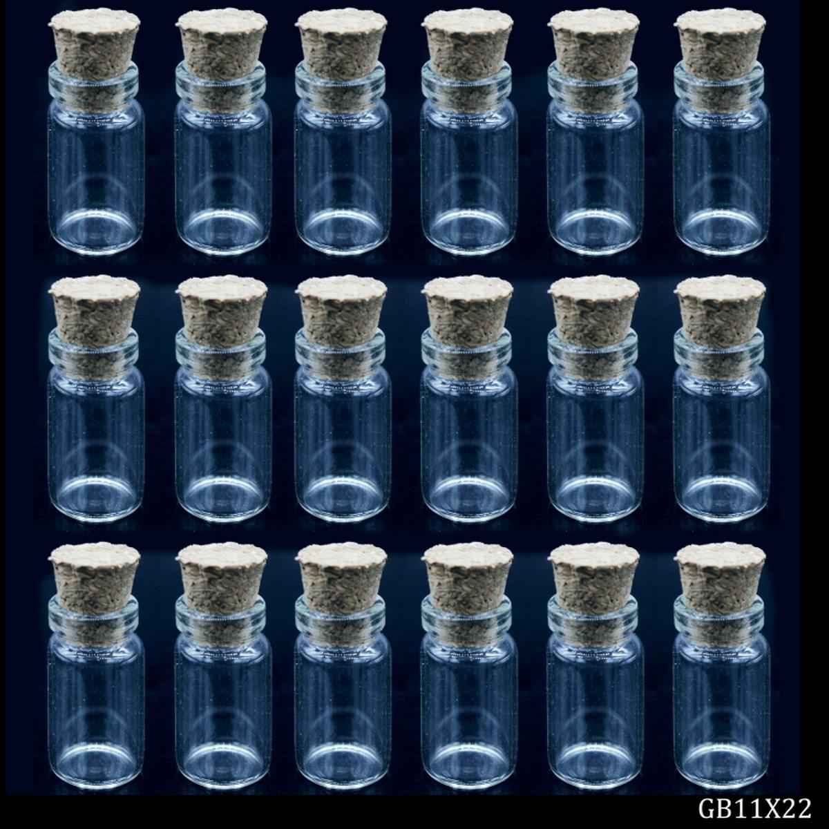 Mini Glass Message Bottles with Cork 11x22mm 18 pcs Set GB11X22