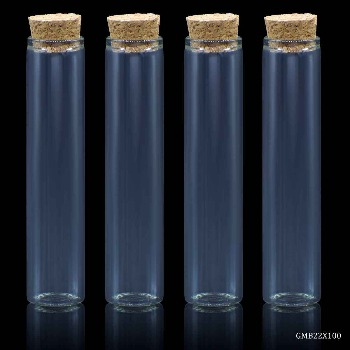 Mini Glass Message Bottles with Cork 4 Pcs Set 22X100MM GMB22X100