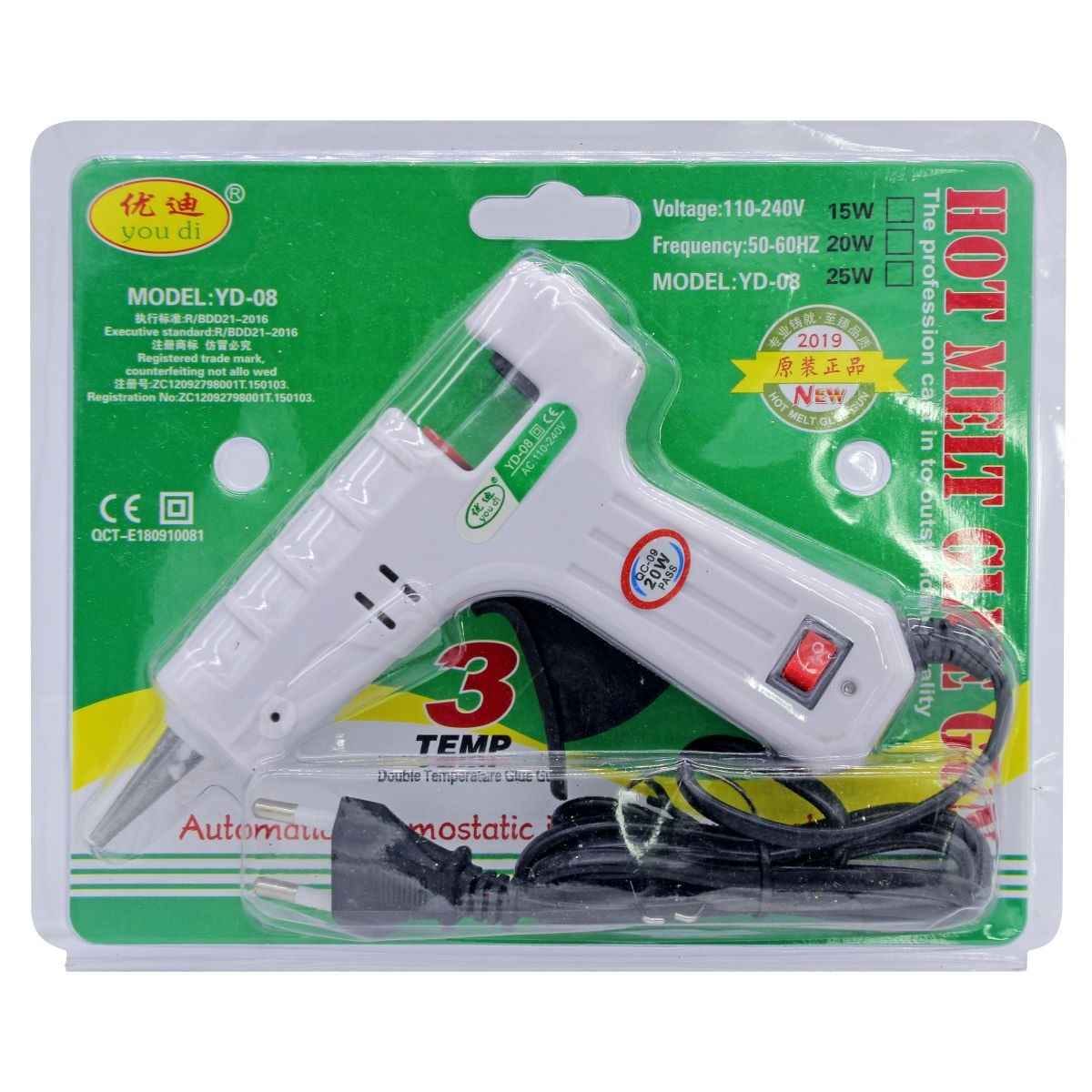 Glue Gun Machine for Crafts 20W, Voltage 110-240, Frequency 50-60 Hz. YD-08