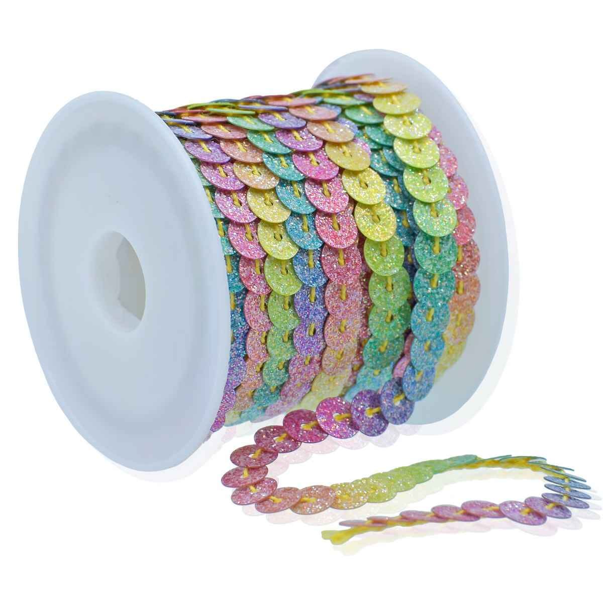 Craft Lace Rope Round Sequins Glitter Multi Colour 1 Pcs 2.5 Meter JB805-F
