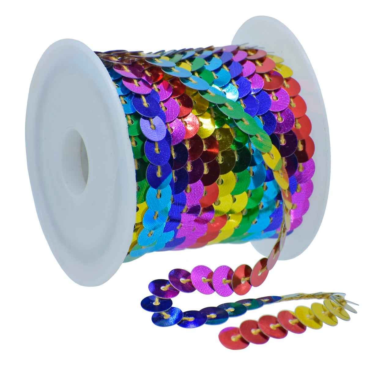 Craft Lace Rope Round Sequins Glitter Multi Colour 1 Pc 2.5 Meter JB805-E