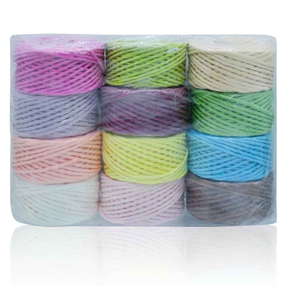 Craft Paper Rope Mix Colour 50 Meter 12 pcs Set CPRC02