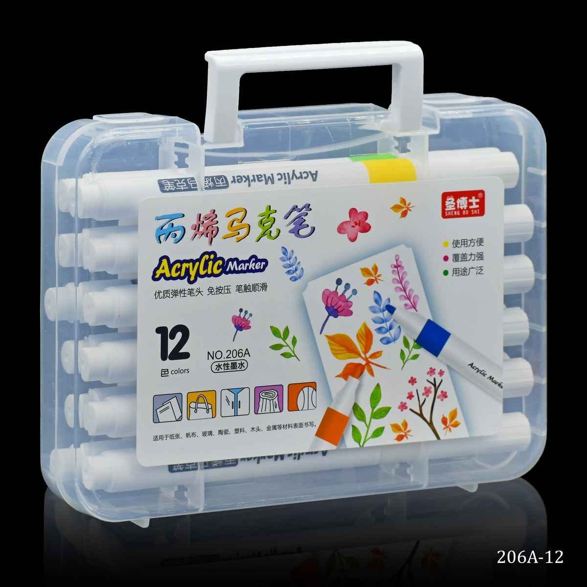 Acrylic Marker Double-Tip Markers 12 Colour 206A-12