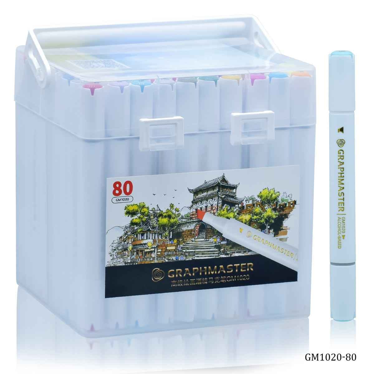 Graphmaster Marker Pack of 80 Pcs Dual Tipped Alcohol Marker Chisel & Fine Tip GM1020-80