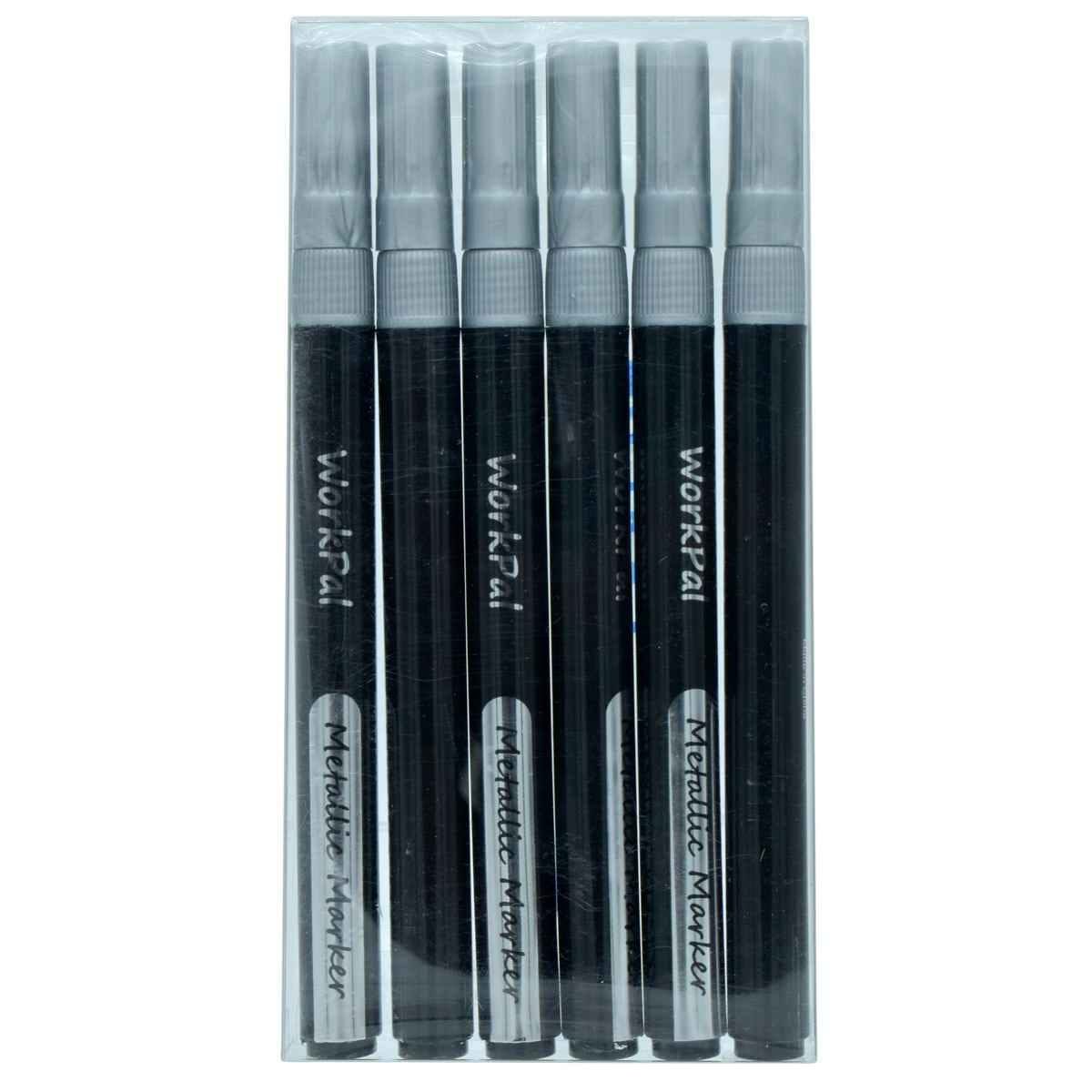Metallic Silver Marker Pen Set Of 6 Pcs D-4236SR
