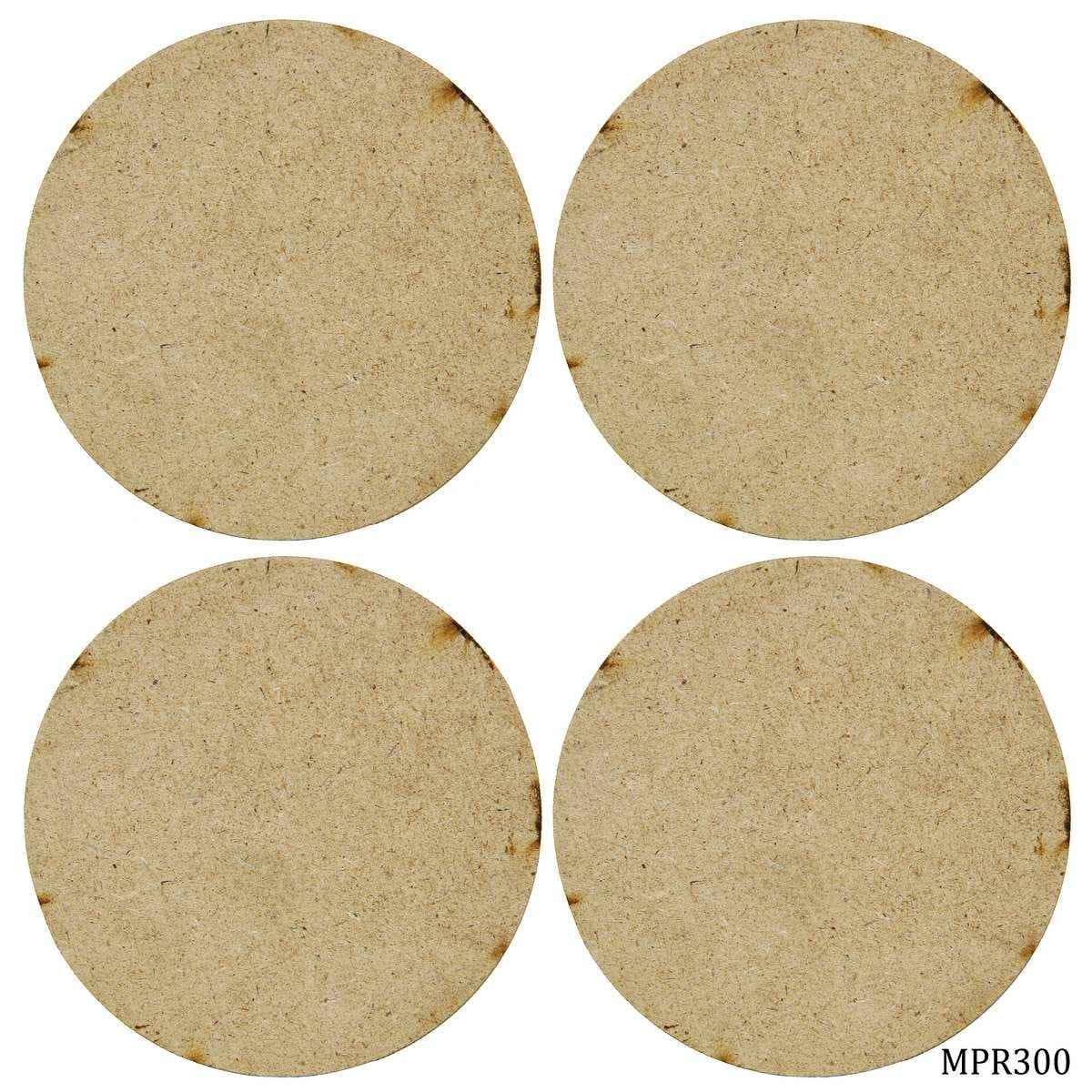 Round MDF Plate 3X3 Inches 4MM Thick 4 Pieces MPR300