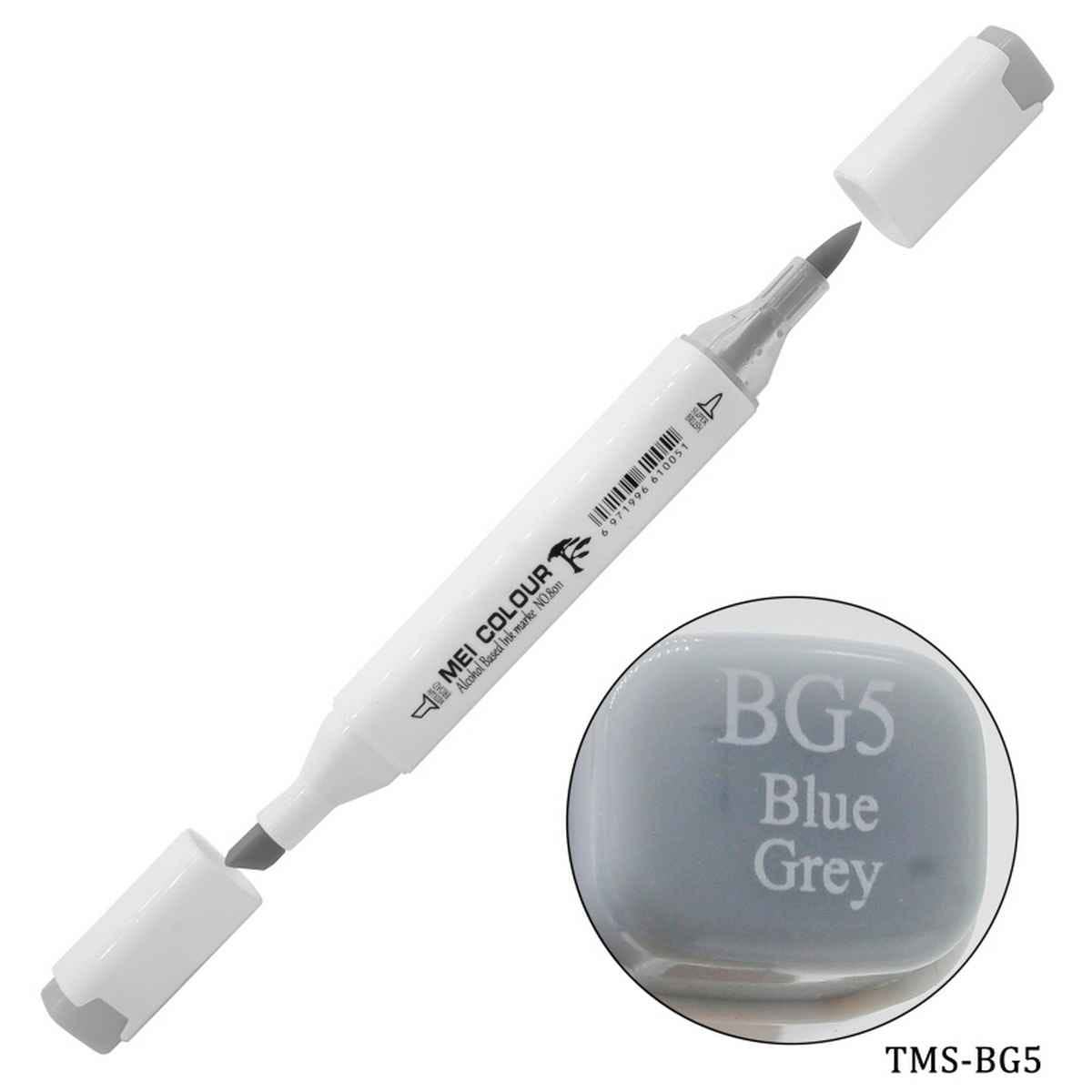 Dual Tipped Blue Grey Touch Marker Soft Pen 2in1 TMS-BG5