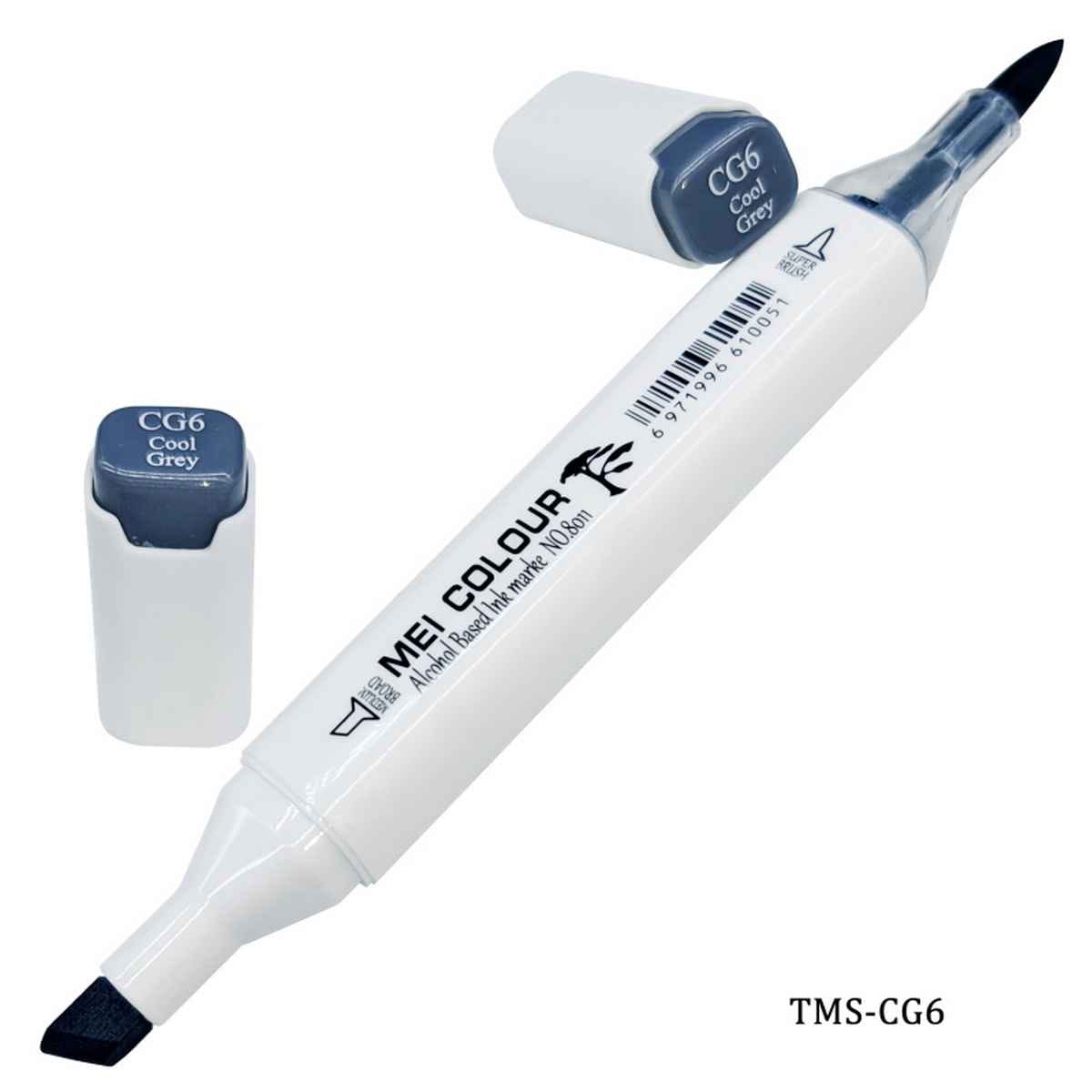 Dual Tipped Cool Grey Touch Marker Soft Pen 2in1 TMS-CG6