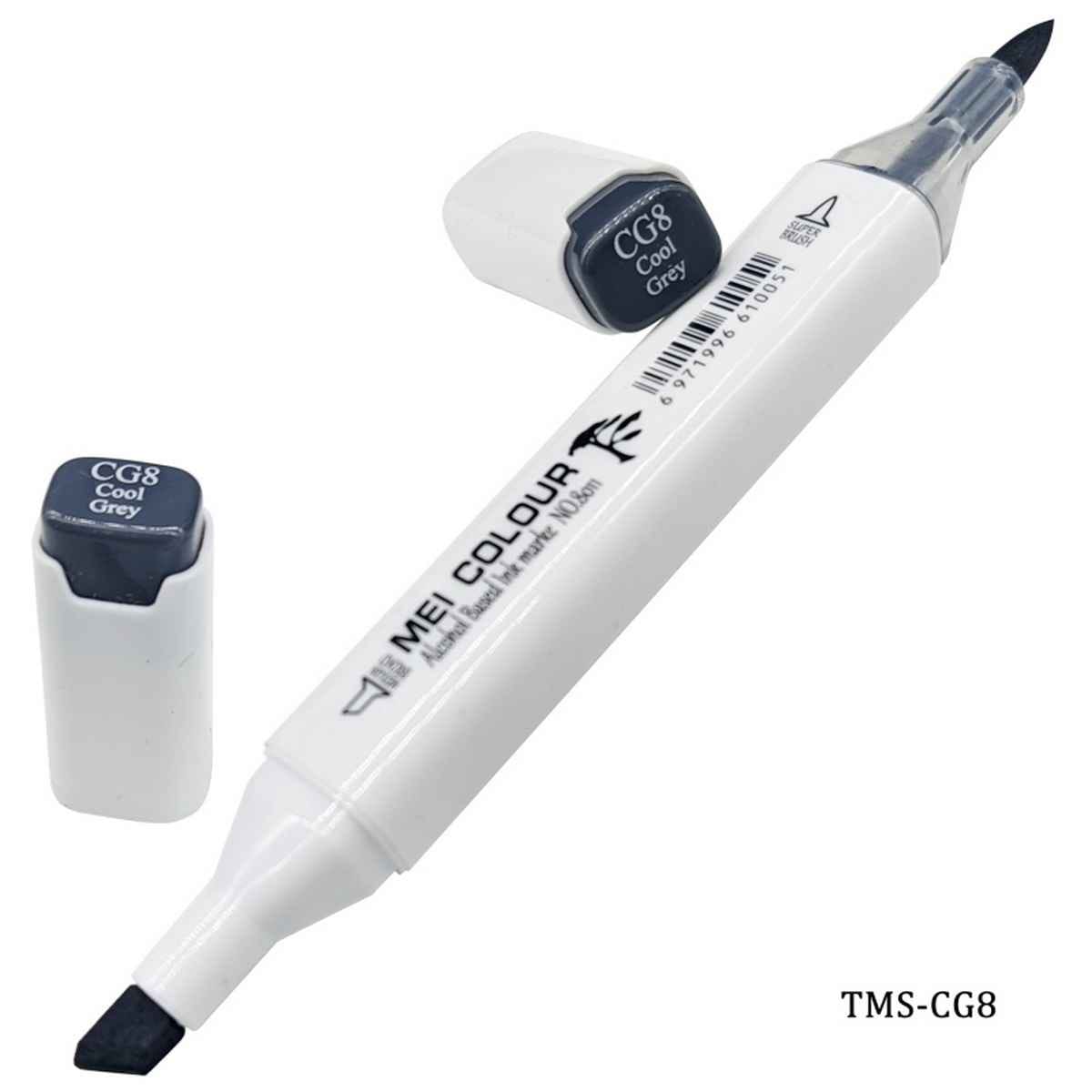 Dual Tipped Cool Grey Touch Marker Soft Pen 2in1 TMS-CG8