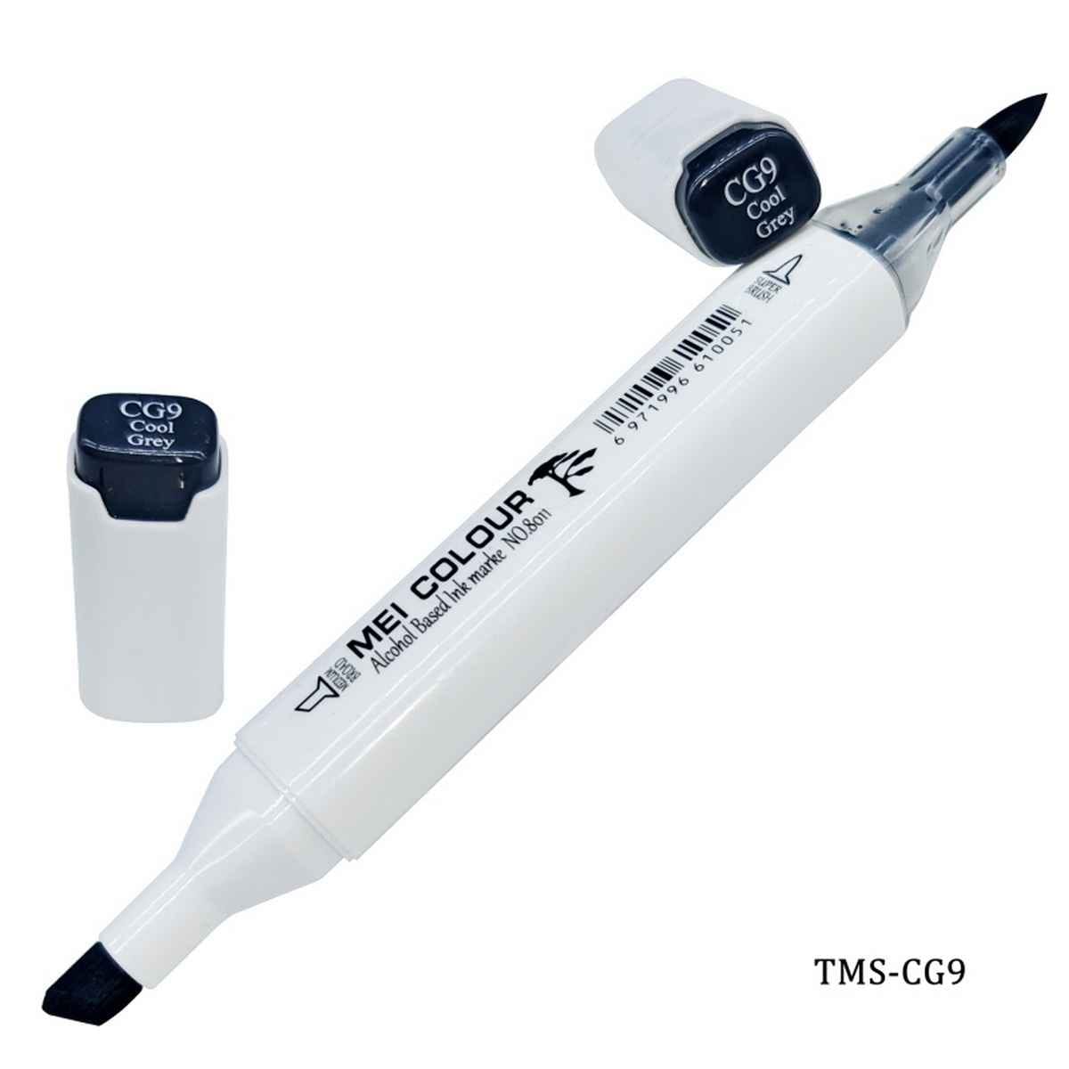 Dual Tipped Cool Grey Touch Marker Soft Pen 2in1 TMS-CG9
