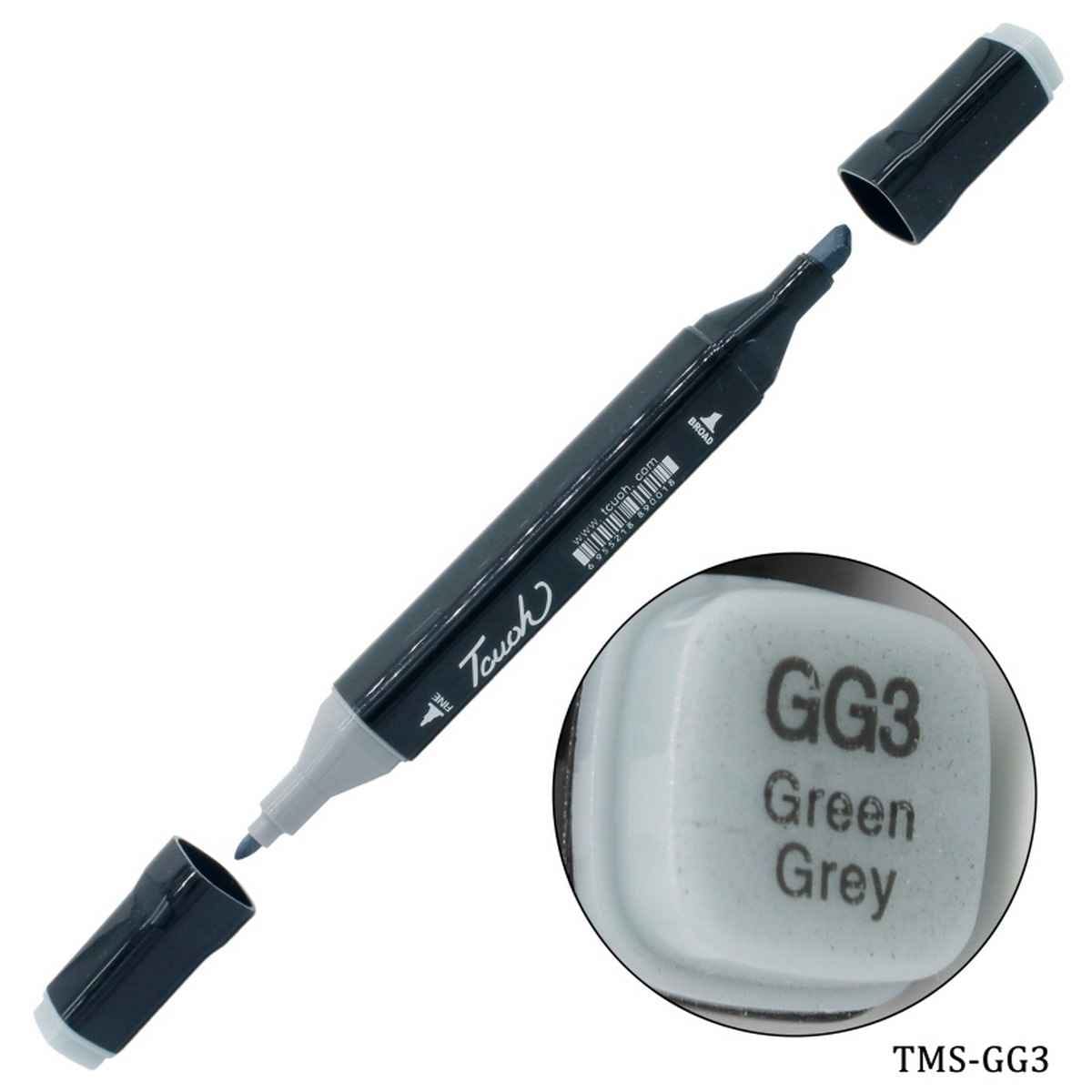 Dual Tipped Green Grey Touch Marker Soft Pen 2in1 TMS-GG3