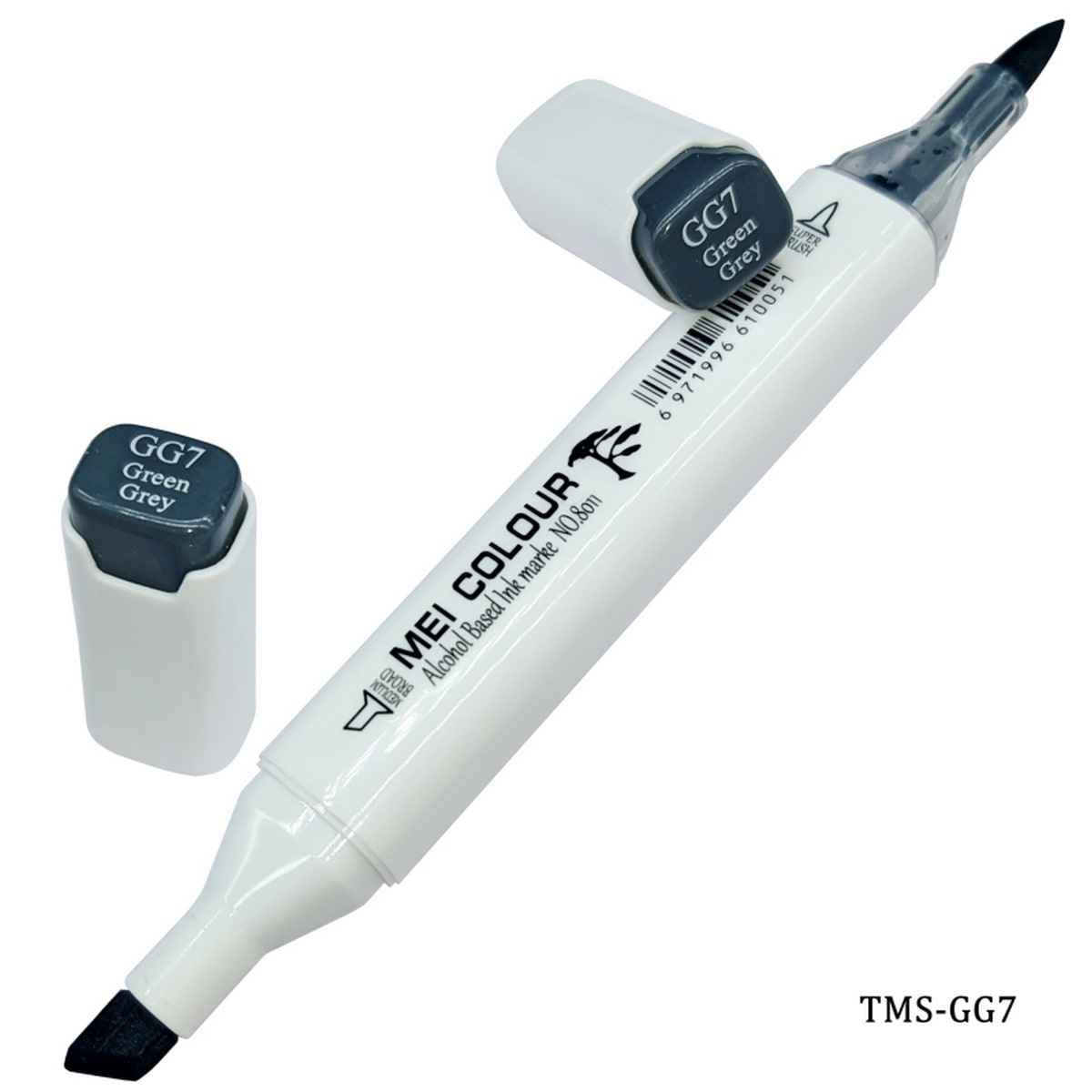 Dual Tipped Green Grey Touch Marker Soft Pen 2in1 TMS-GG7