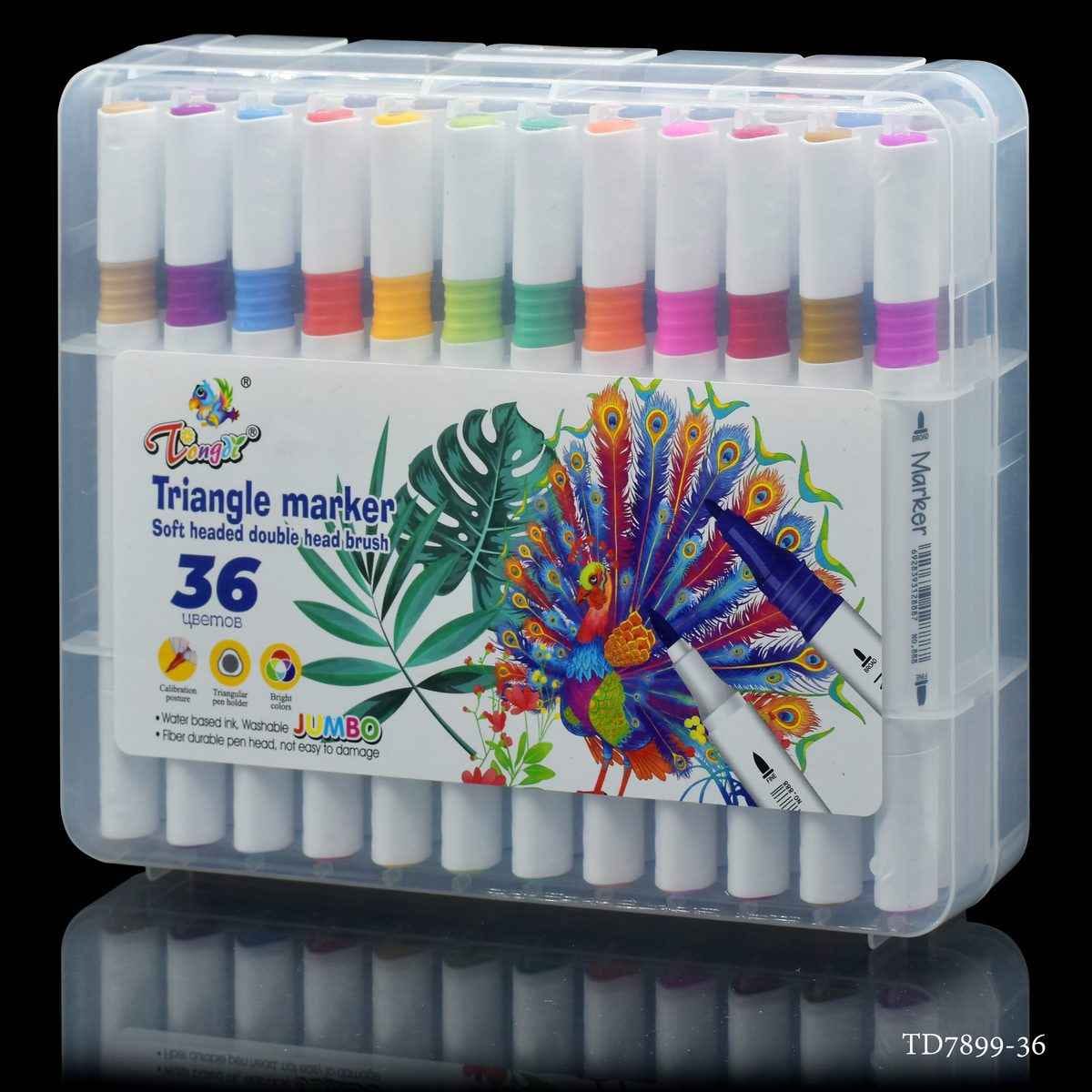 Triangle Marker Soft Headed Double Brush 36 Color TD7899-36