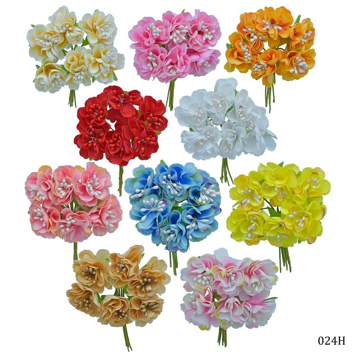 Artificial Cloth Flower (024#) 60 Pcs Set 024H