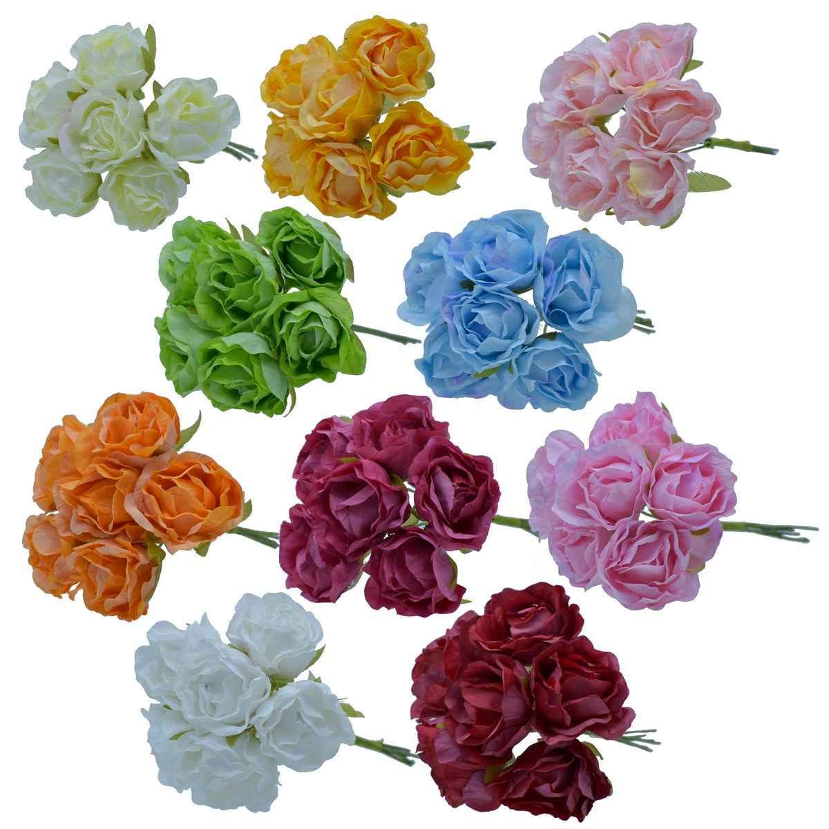 Artificial Cloth Rose Flower (AY-2204) 60Pcs Set AY-2204
