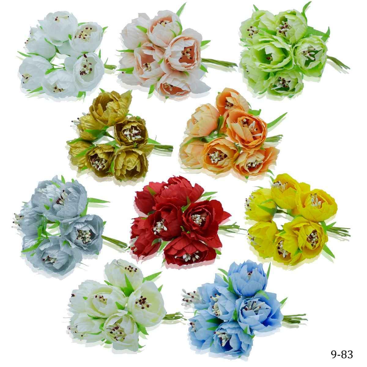 Artificlal Cloth Flower (9-83) 60Pcs Set 9-83