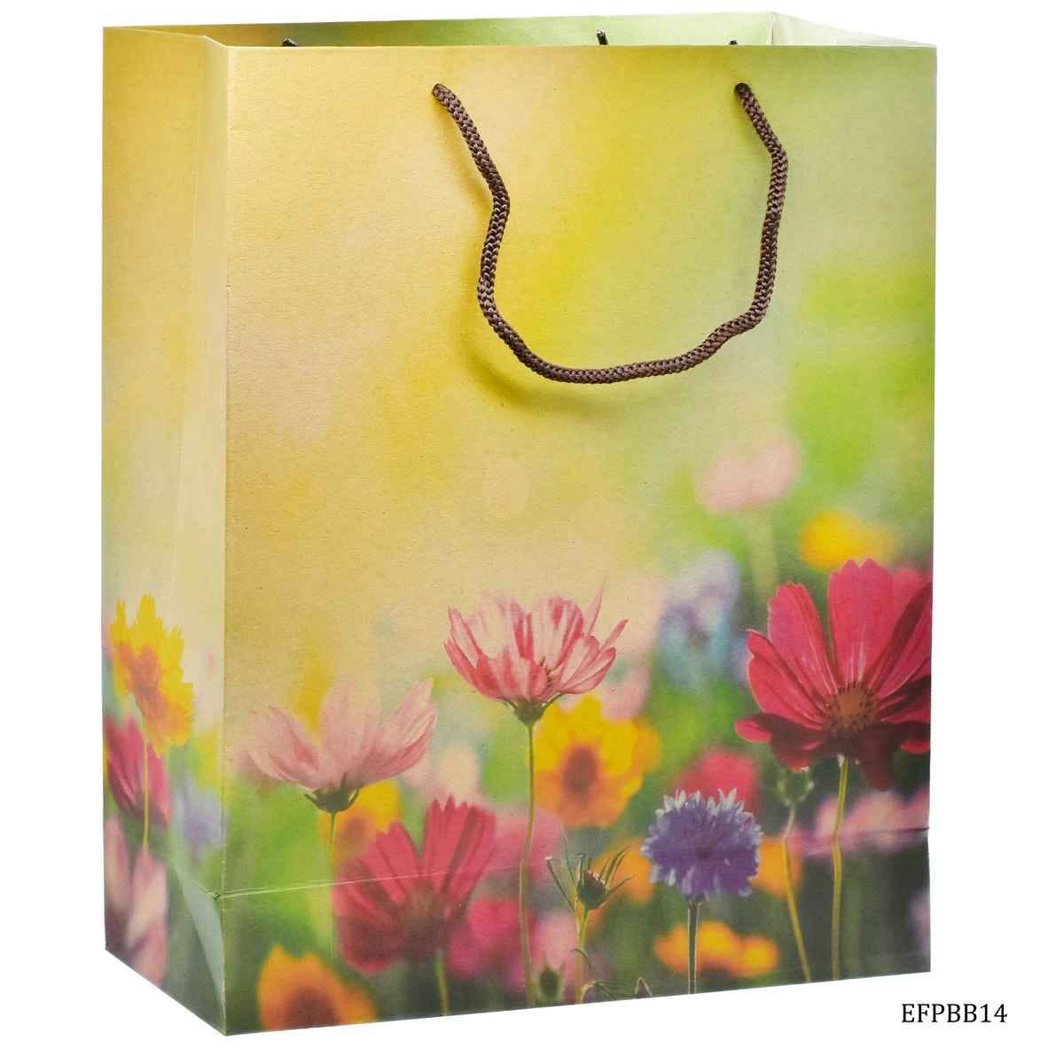 Eco Friendly Paper Bag Big Size 14.3X10.7 Inches Flower Design EFPBB14