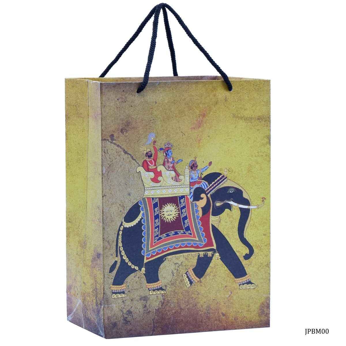 Eco Friendly Paper Bag Medium A4 12.4X8.5 Inches Decorated Elephant JPBM00