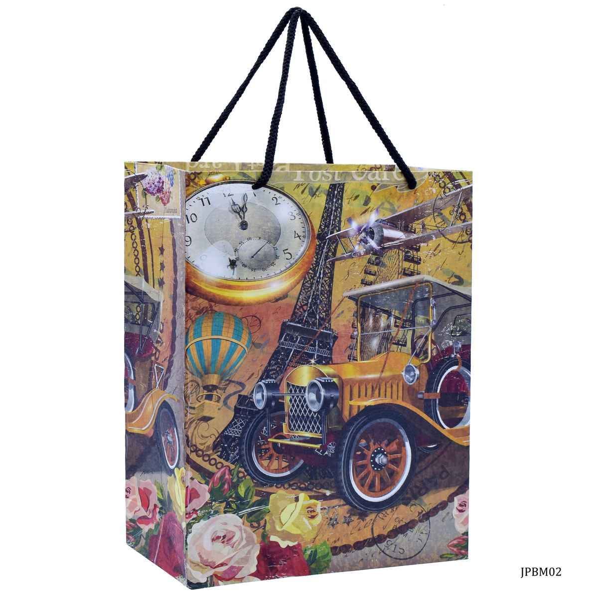 Eco Friendly Paper Bag Medium A4 12.4X8.5 Inches Vintage Paris JPBM02