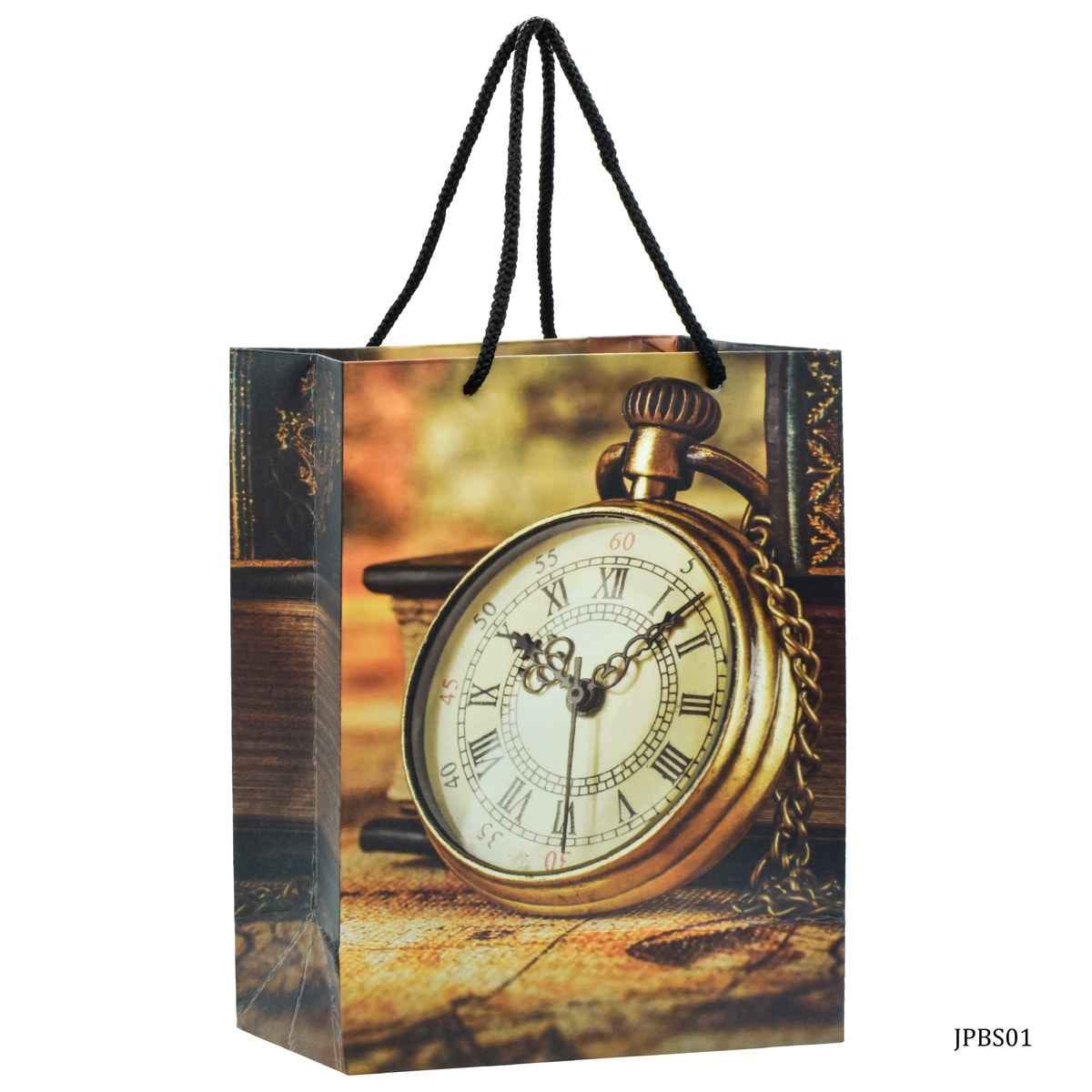 Eco Friendly Paper Bag Small Size A5 9.6X7.5 Inch Vintage Pocket Watch JPBS01