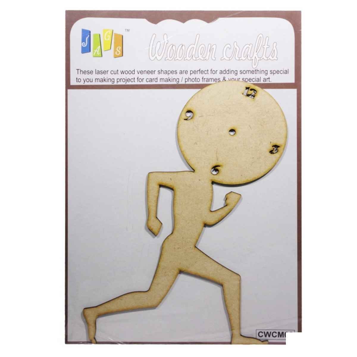 MDF Wooden cut-out Laser Cutting Man Sport Clock Size 10.5x19x0.3 Cm MLCM00