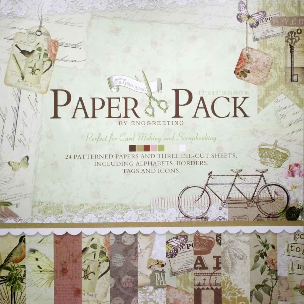 Scrapbook Afternoon Pattern Paper Pack of 24pcs with 3 Die-Cut Sheets 12X12 Inches PS006