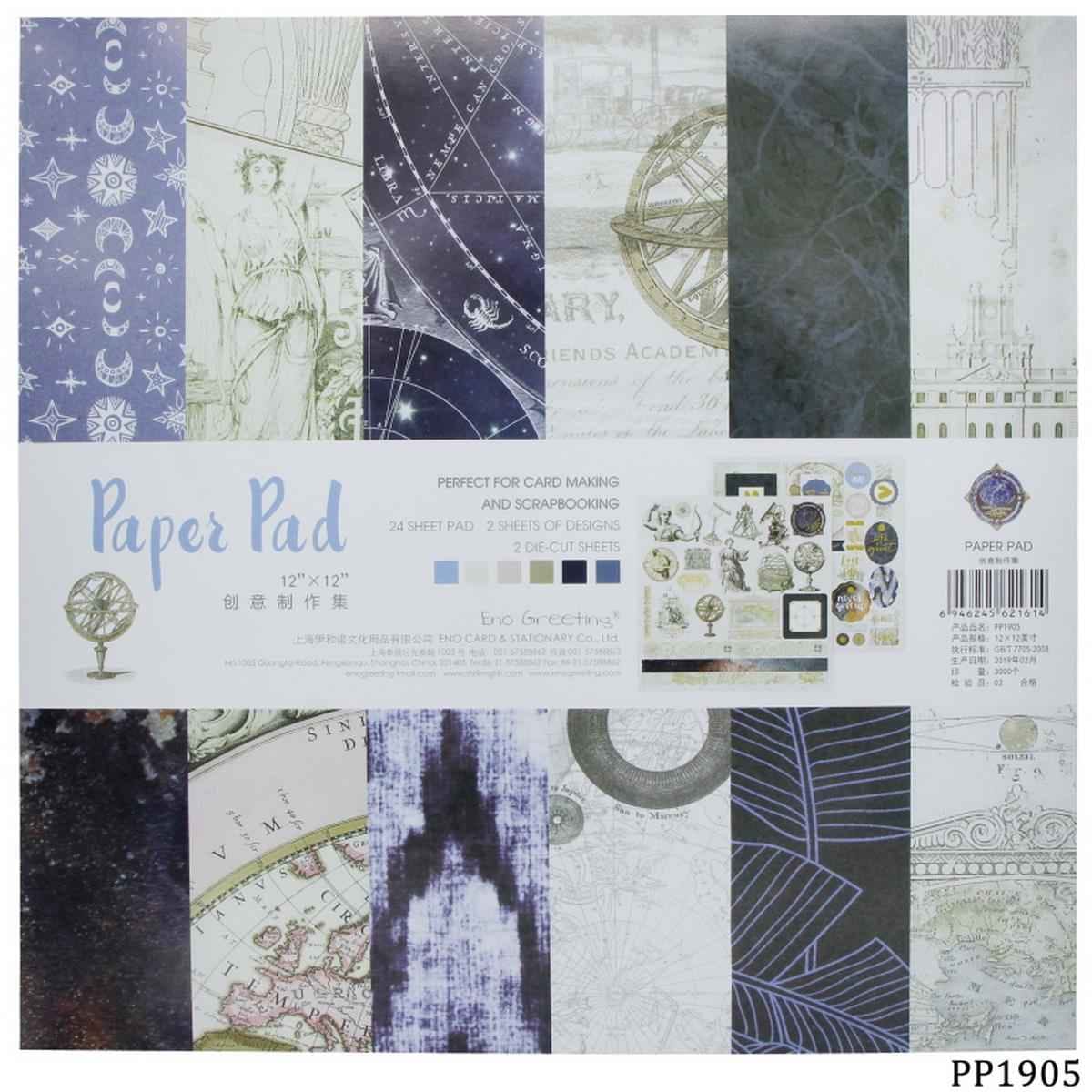 Card Making Eno Greeting Pattern Paper Pad 24 Sheets with 2 Die-Cut Sheets 12X12 Inches PP1905