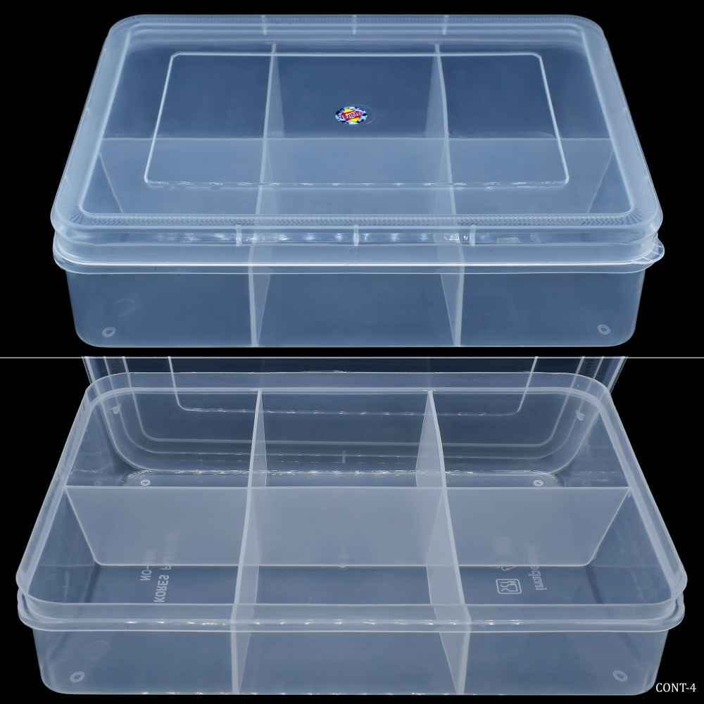 Plastic Storage Container 6 Compartment Partition Box CONT-4