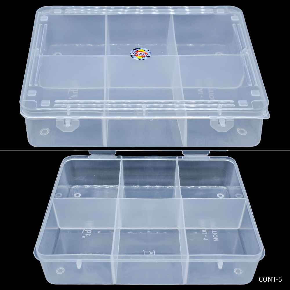 Plastic Storage Container Mithai 6 Compartment Partition Box CONT-5