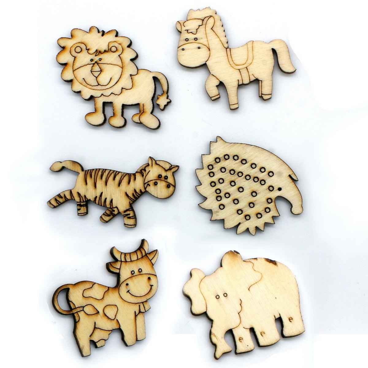 MDF Cut Out Wooden Craft Animal Design Big 6pcs WC-5