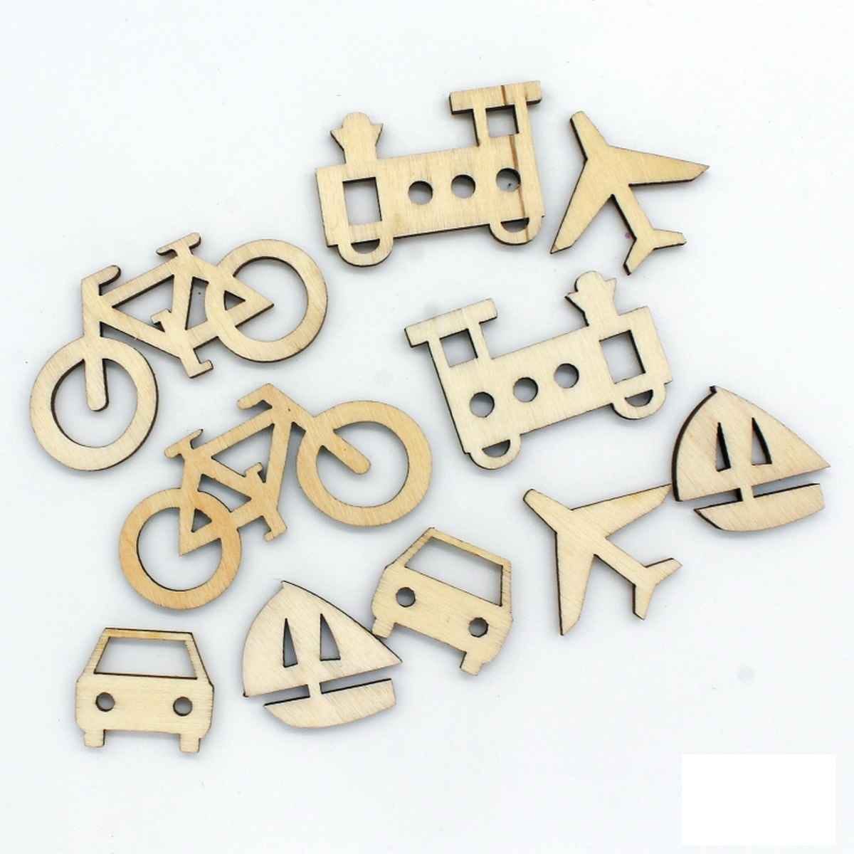 MDF Wooden Cut Out Craft Travel Vehicle Design Big 10pcs WC-10