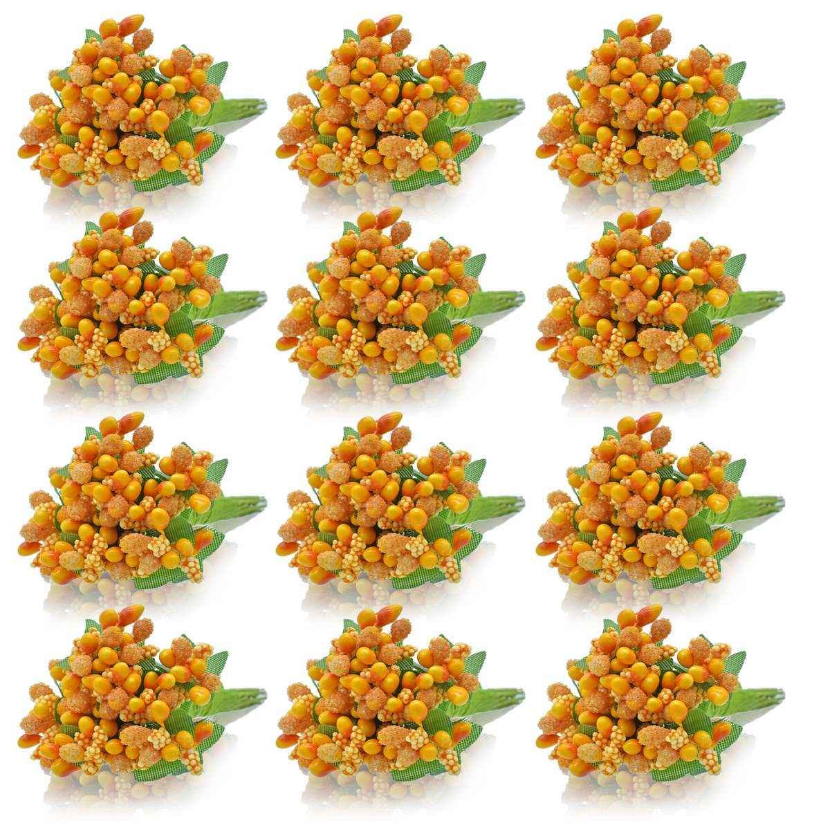 Light Orange Artificial Flower Polons 144 Pieces AFP144-LO