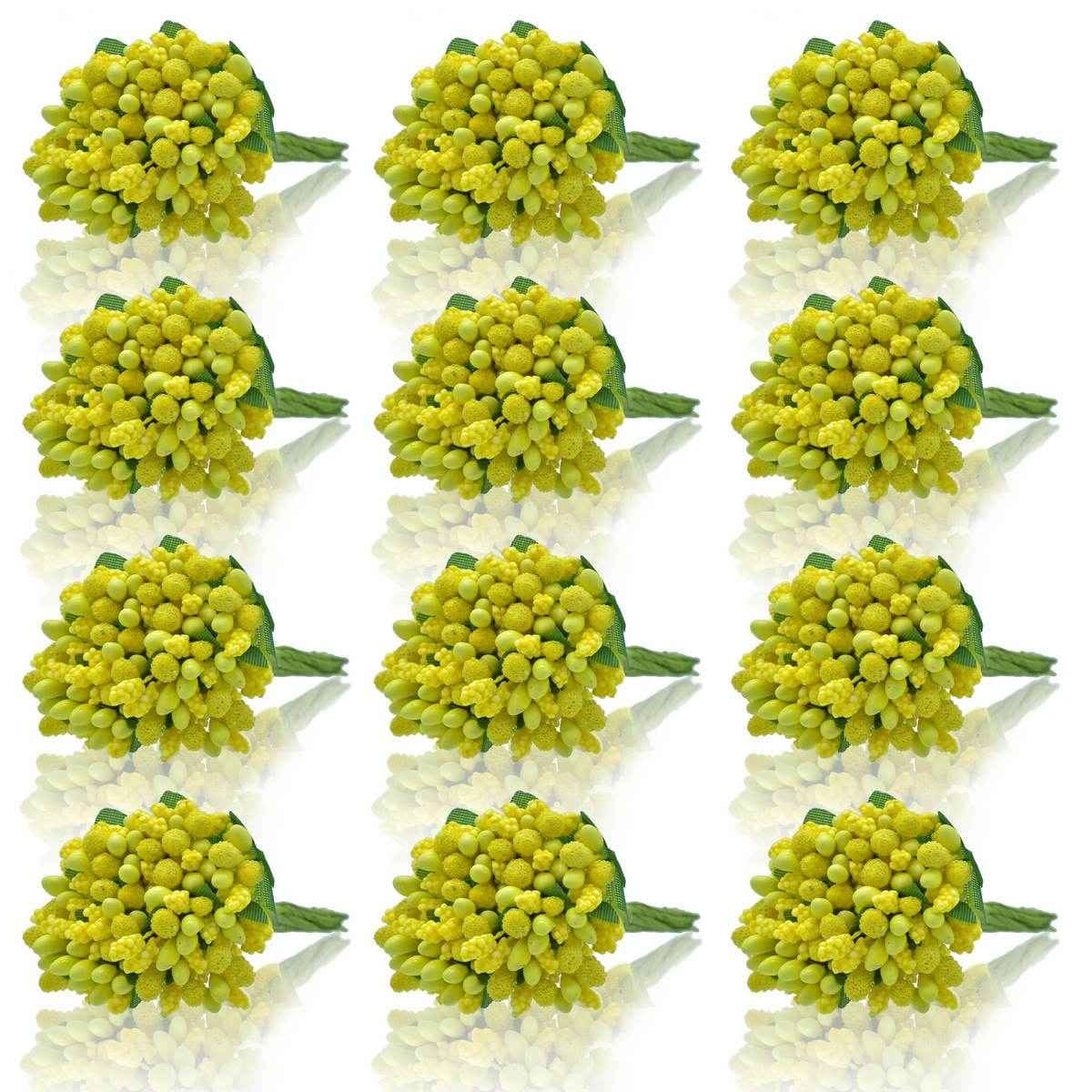 Yellow Artificial Flower Polons 144 Pieces AFP144-YW