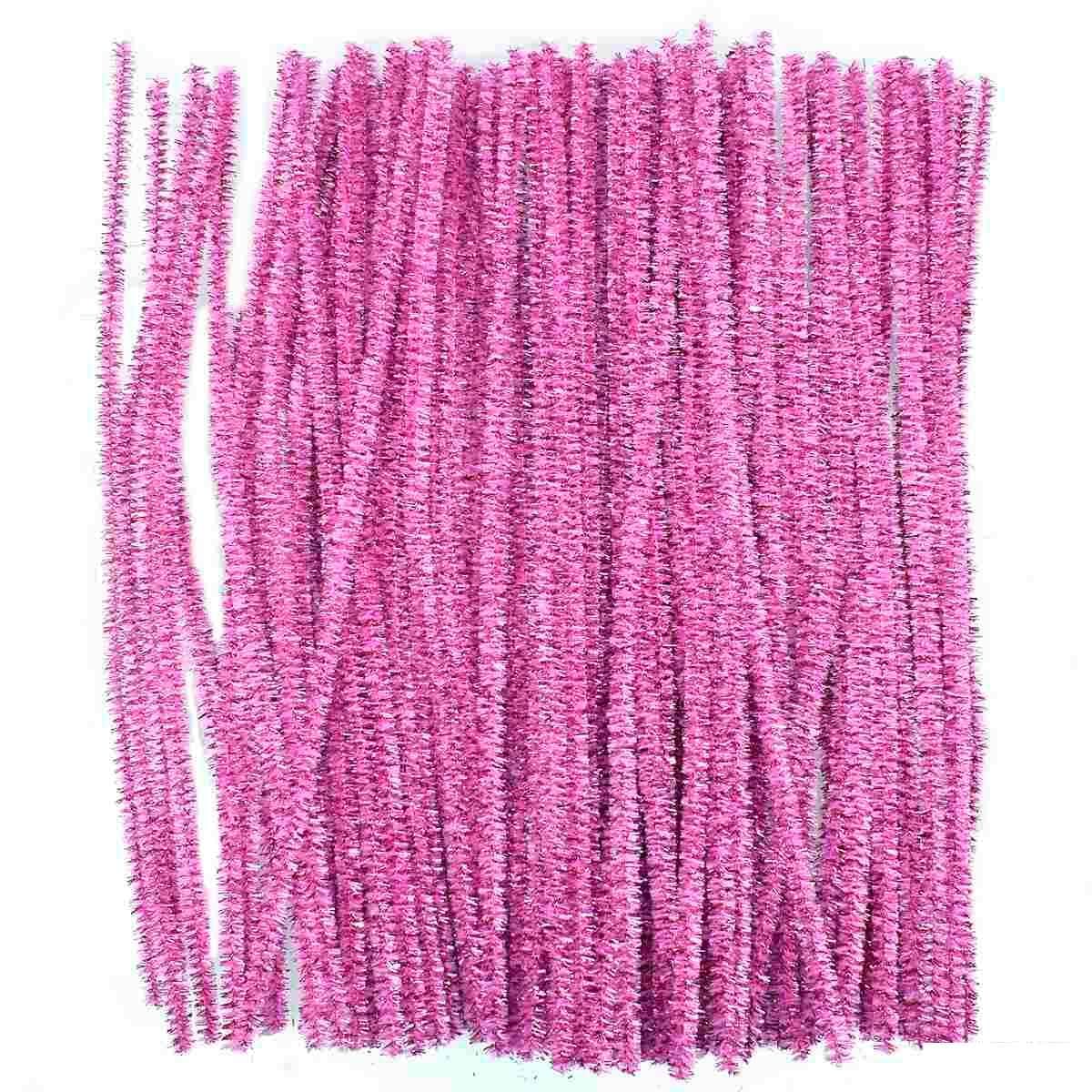Crafts Decorative Glitter Wire 30 CM Pack of 100pcs Glitter Pipe Cleaner in Light Pink FS-JTLPK