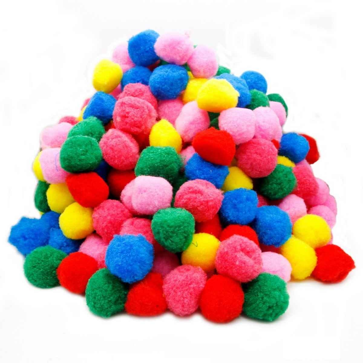 Crafts Pom Pom Ball Big Size 4 CM Pack of 500 Pcs Multiple Colour DLG-18N