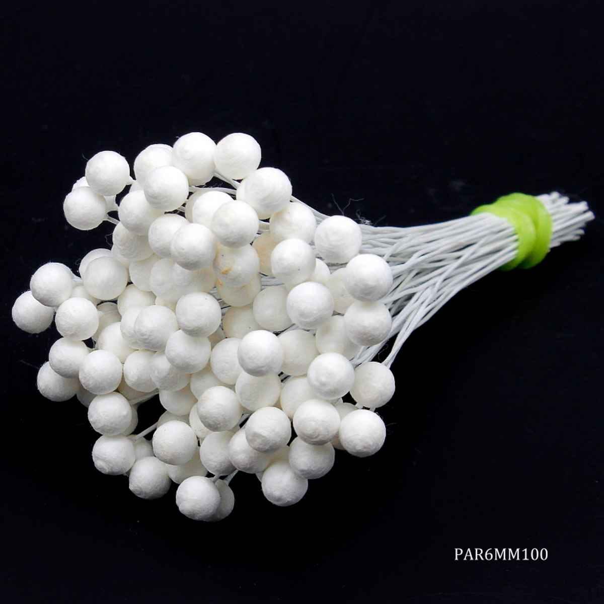 Artificial White Round Polons 6MM 100 PIeces PAR6MM100