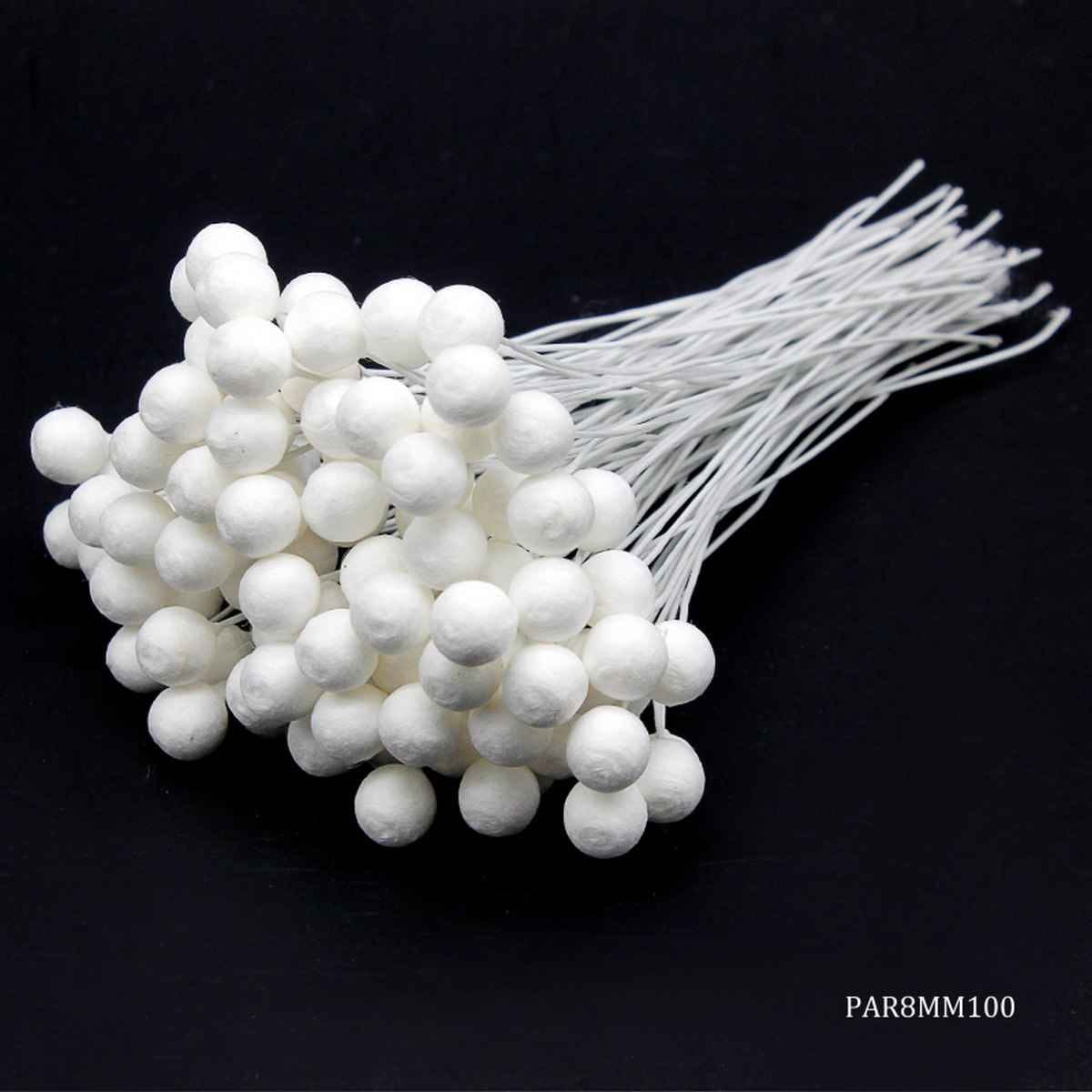 Artificial White Round Polons 8MM 100 Pieces PAR8MM100
