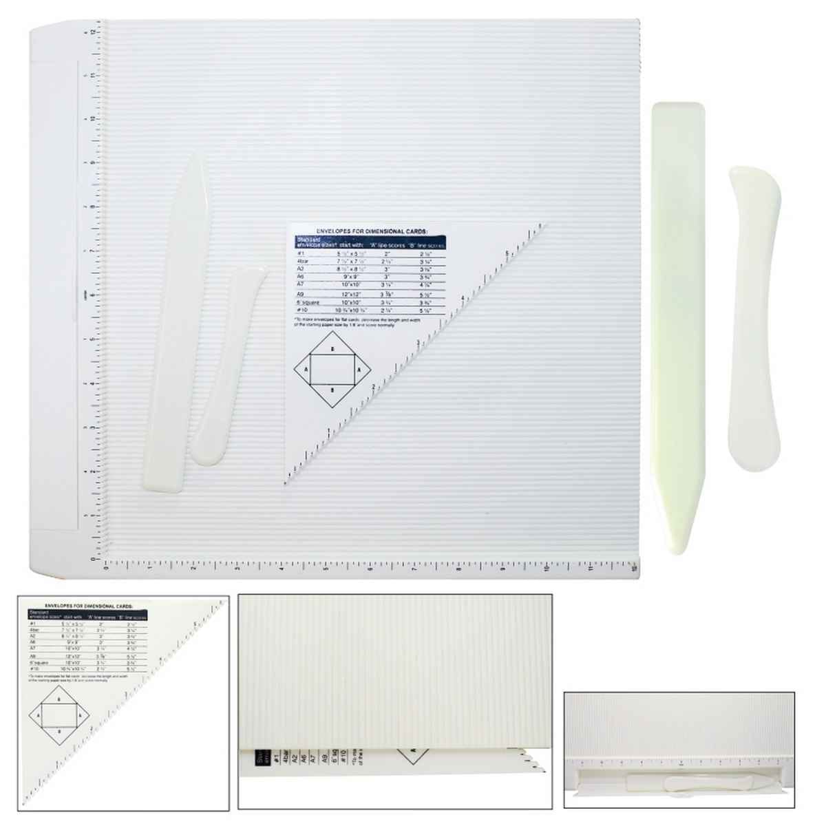 Scoring Board with Bone Folder and Crease Marker 3 pcs Set 12.25 X 12.25 Inch Approximate Board Dimensions Size 32.5x1x35.5 cm. SB1X00