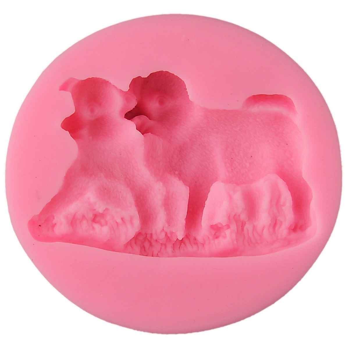 Silicone Mould Couple Dog Size 7x7x1.5 cm JSF335