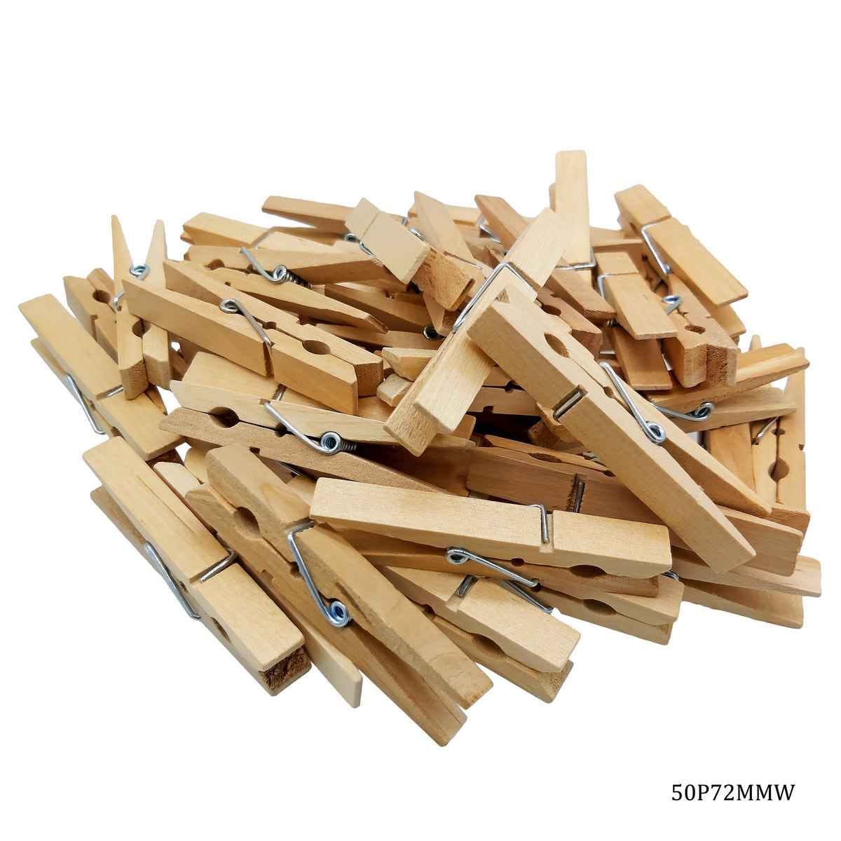 72mm Natual Color Wooden Clips 3 Inch 50 pieces 50P72MMW