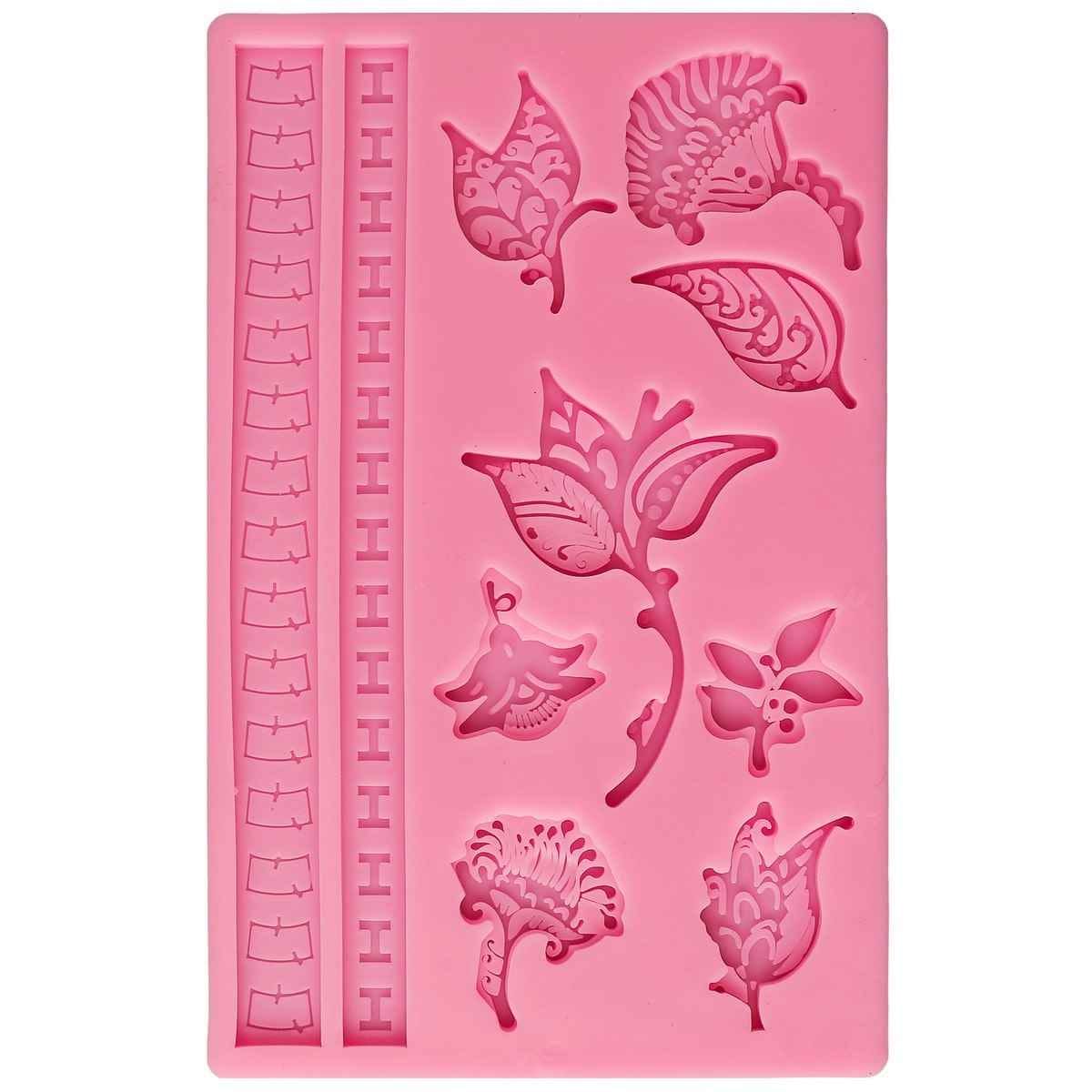 Silicone Mould Flower & Border Size 19x12x0.5 cm JSF280
