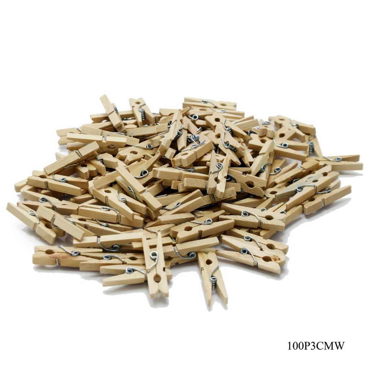 30MM Natural Wooden Craft Clip 100pcs Small 100P3CMW