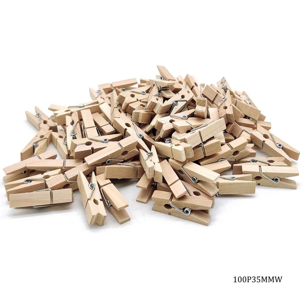 35MM Natural Wooden Crafts Clip 100pcs 100P35MMW