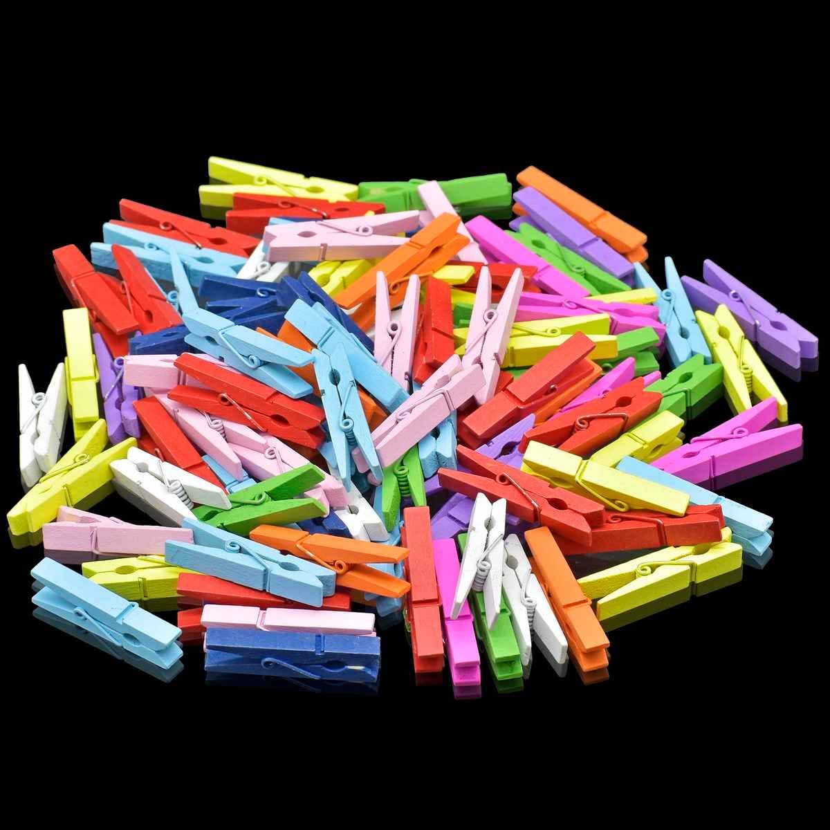 45MM Wooden Craft Clip 100pcs Big Multi Colour 100P45MMC