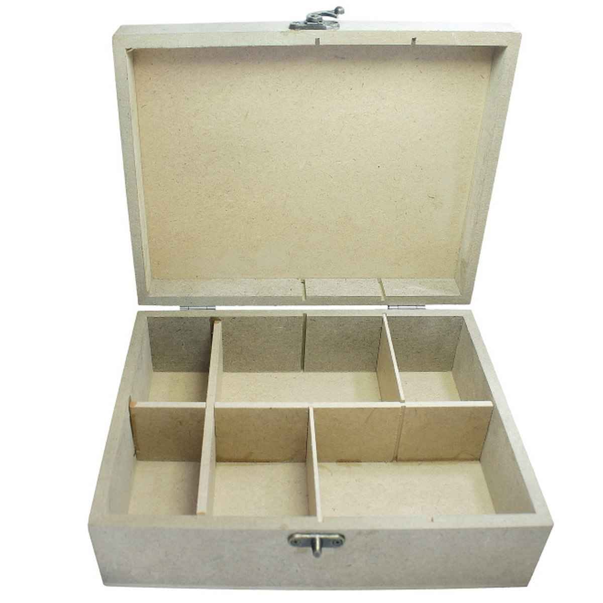 MDF Wooden Decoupage Plain Box With Compartments and Lock 10 X 8 X 3 inch MWEB01