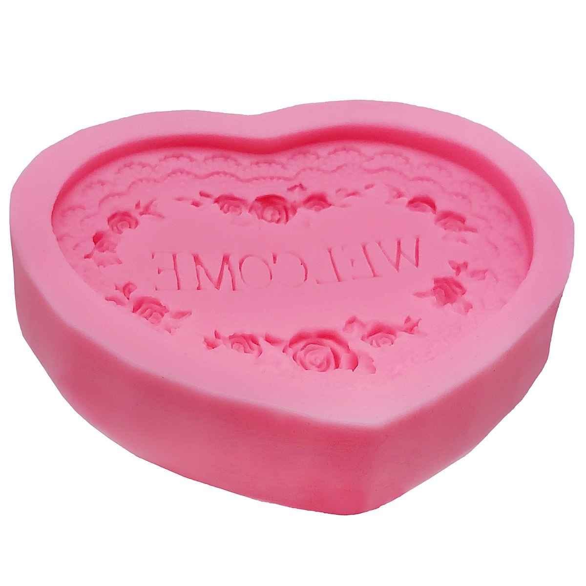 Silicone Mould Heart Rose Welcome Size 10.5x9x2 cm JSF726